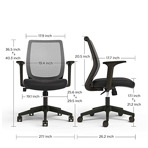 Union & Scale UN56947 Mesh Back Fabric Task Chair, Black - Thumbnail 3