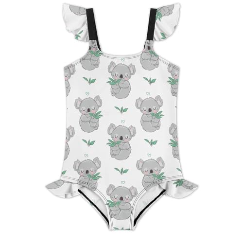 Image of Girls One Piece Swimsuit Lovely Cute Animals Ruffles Swimwear Bathing Suits 3-12 Years