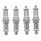 DOITOOL 4pcs Stainless Steel 1/4 to 3/8 Screw Adapter Spigot Converter for Camera and Flash Light Stand Mounting Hardware, Compatible with Dslr Tripods and Studio Lighting Equipment
