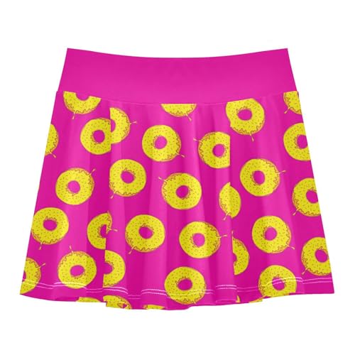 Girls Skorts with Built-in Shorts Doughnut Flowy Pleated Skirt for Kids with Pockets L