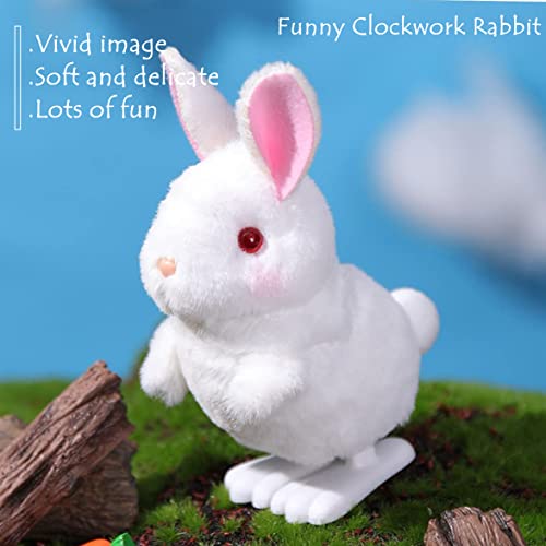 2 PCS Rabbit / Little Yellow Chicken Wind Up Toys for Kids,Simulated Plush Rabbit Wind Up Chick for Easter Gift,Clockwork Jumping Chick Bunny Toys for Kids Easter Egg Hunt Basket Filler Party Favors - Image 5