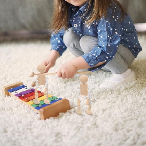 Didiseaon 4Pcs Wood Marionette DIY Toys Unfinished Plain Peg Mannequin Puppet Movable Robot Peg Craft Supplies for Halloween Party Kids Toddler Doll Japanese Decor - Thumbnail 3