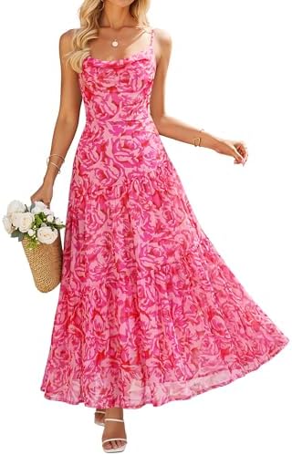 ZESICA Women's Summer Floral Sleeveless Maxi Dress 2026 Boho Mesh...