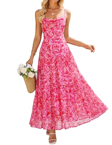 ZESICA Women's Summer Floral Sleeveless Maxi Dress 2026 Boho Mesh