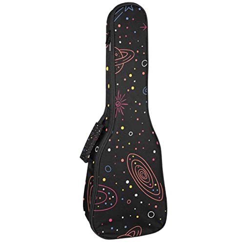 Sac de transport pour ukulélé ténor et soprano noir galaxie rembourré