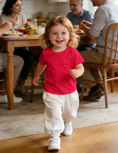 Image of 3 Pack Toddler Girls Short Sleeve Shirts Soft Cotton Basic Tee Shirt Size 18M-5T