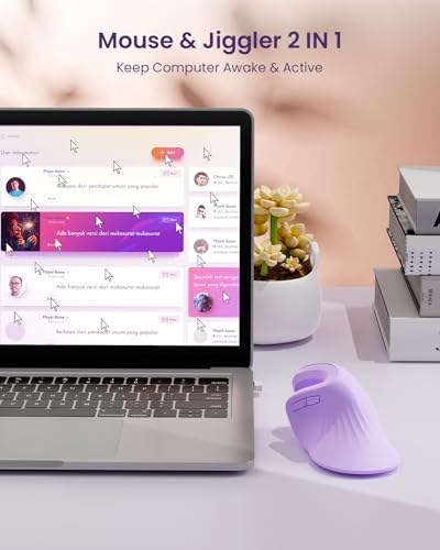 seenda Ergonomic Mouse with Jiggler - Wireless Vertical Mouse with Multi Device Connection (Bluetooth or USB), Reduces Wrist Strain, Quiet Click, Compatible with PC, Laptop, Mac, Windows (Purple) - Thumbnail 5