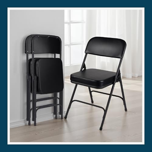 OEF Furnishings OEF3200 Series Heavy Duty, Industrial Grade, Premium Vinyl Folding Chairs 2" Ultra Padded Seat Double Hinged Steel Frame (2 Pack, Black/Black) by OEF Furnishings - Image 7