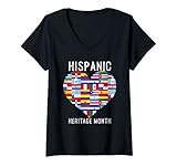 Photo Gallery donna all countries flags heart hispanic heritage month maglietta con collo a v Photo Gallery donna all countries flags heart hispanic heritage month maglietta con collo a v