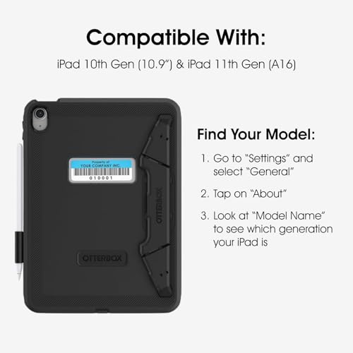 Image of OtterBox - Defender Series Case for iPad 10.9 inch (10th-11th Gen, A16), Rugged Multi-Layer Protection with Port Covers & Drop Defense (Black)