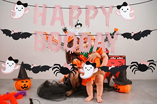 Happy Boo Day Banner, Halloween Pink Birthday Party Decorations, Pastel Halloween Birthday Party Decorations,Happy Boo Day Party Decorations For Girl Halloween Pink Birthday Party Decorations, 3 Packs #TOP1