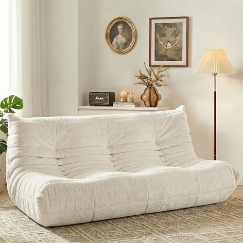 Image of HABUTWAY Giant Bean Bag Chairs Lazy Sofa for Adults,3 Seater,Beige