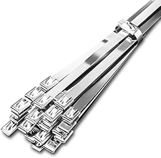 12"Stainless Steel Cable Ties, 120PCS Metal Cable Zip Tie Heavy Duty Self-Locking Strap Ties, 304 Steel Cable Tie, 270Lb Strength for Exhaust Wrap, Garden Ties, Pipes, Outdoor UV Resistant