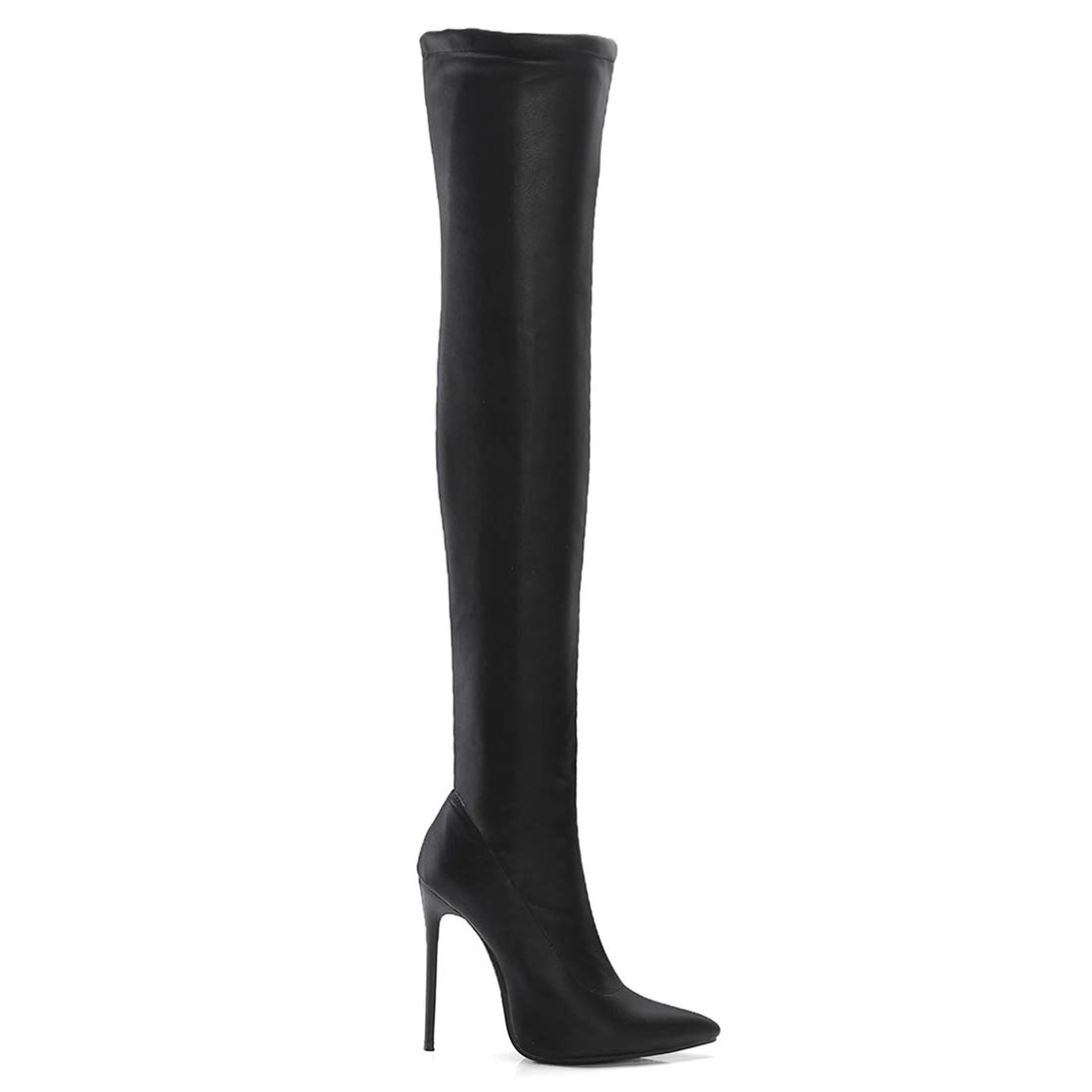 Etebella Damen Stretch Overknee Stiefel Stiletto High Heels Spitz Thigh Boots Elegante Zipper Schuhe