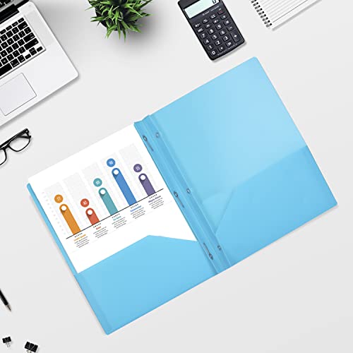 Mr. Pen Folders with Pockets and Prong, 5 Pack, Plastic, Pocket