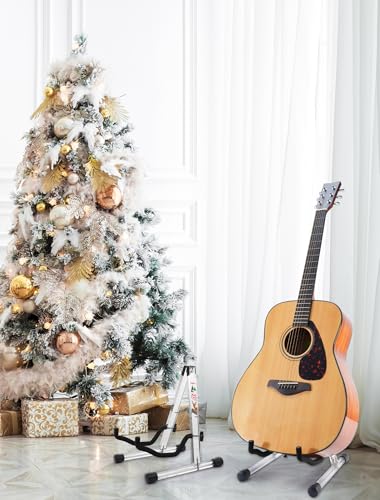 Musbeat Guitar Stand for Christmas, Clear Acrylic A-Shape Guitar Gifts Holder with Padded Foam, Instrument Rack for Acoustic Electric, Cello, Floor Music Stand for Home and Studio Display, New Year