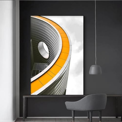 Affiche de peinture orange noir bleu 40x60cm pour déco salon