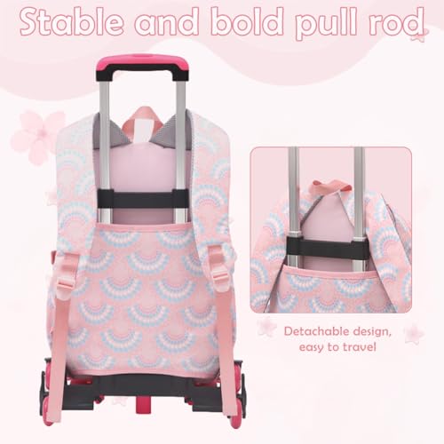 Image of PALAY Trolley School Bag Heart Print 6 Wheels Waterproof Backpack