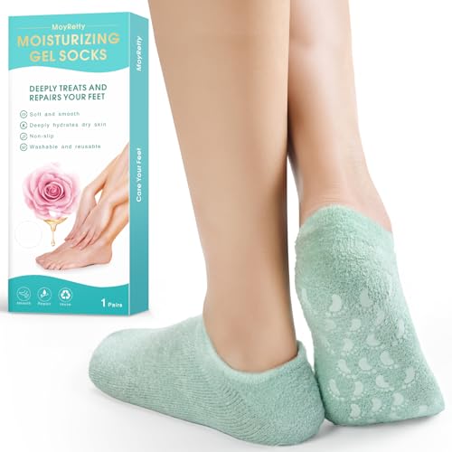 MoyRetty Moisturizing Silicone Gel Socks, 8.66 inches(Size M), for Dry