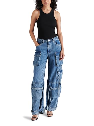 Steve Madden Apparel Duo Cargo Pant, Blue Denim, XS