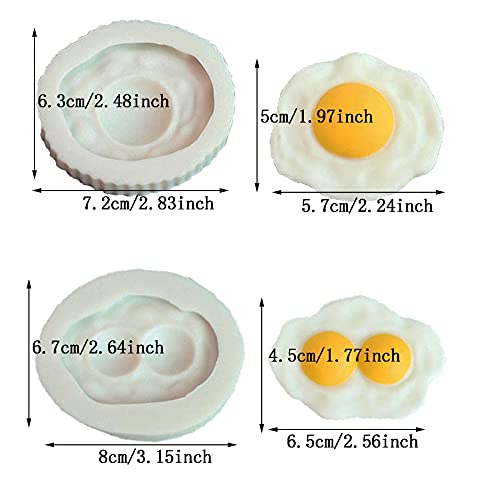 Onnpnn 2 Pieces Poached Egg Silicone Mold, Double Yolk Eggs Soap Molds, Creative Simulation Fried Egg Resin Molds, Egg-Shape Handmade Aromas Candle Wax Mould, Chocolate Home Ornaments Making Tools #TOP2