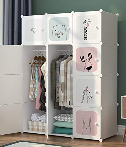 TCRAZY Armario Plegable Armario Plegable para niños Armario Plegable de Tela Simple Habitación de Alquiler ensamblada con Arte de Tela Armario Plegable para bebé Armario de Almacenamiento para Dorm