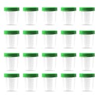 20x HaseMed Premium Urinbecher Probenbecher | 125ml, Schraubverschluss Deckel, grün, graduiert bis 100ml, auslaufsicher, beschriftbar, gefriertauglich