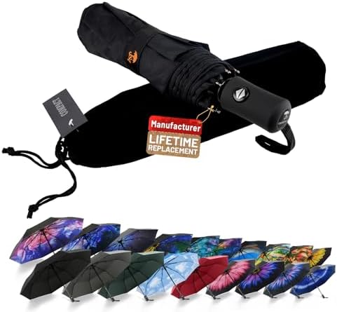 SY COMPACT Travel Umbrella Windproof Automatic Umbrellas Small Co...