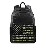 ALAZA American Flag With Camouflage Grunge Large Canvas Backpack Water Resistant Laptop Bag Travel...