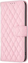 TELETEL Quilt Leather Magnetic Closure Wallet Flip Mobile Phone Case Cover (Faux Leather|Pink) for OnePlus 13S