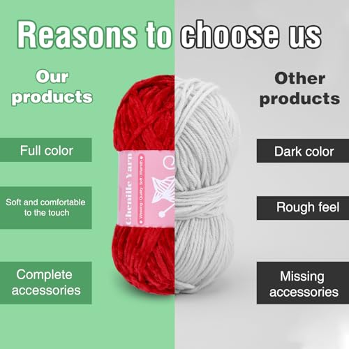 Image of LUNARM Chenille Yarn for Crochet Knitting Chunky Blanket Velvet Yarn | 3 Pack 3.5oz /100g 486 Yard Chenille Yarn for Beginners Knitting Scarves with Big Eye Needles Machine Washable
