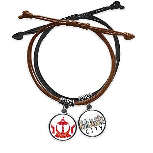 Bracelet cuir Brunei fini main emblème national de luxe Sidi