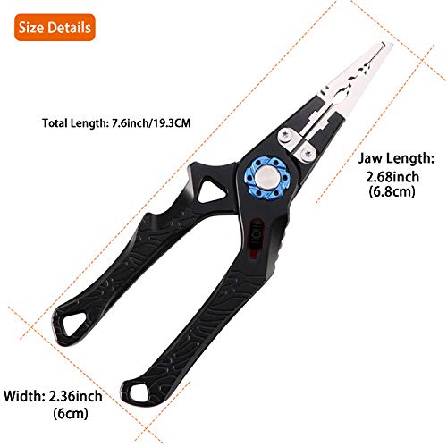 GREATFISHING Alicate de pesca de alumínio, cortadores trançados, anel dividido, removedor de anzol,