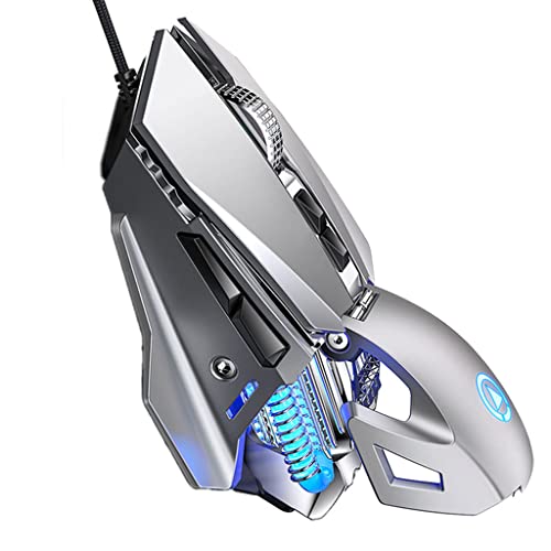 Souris Gamer,Haute Précision Jusqu'à 7200 DPI,Poids Ajustable,Rétroéclairage LED RGB,7 Boutons Programmables,Compatible PC PS4 PS5 Xbox One(Color:Argent) Cover