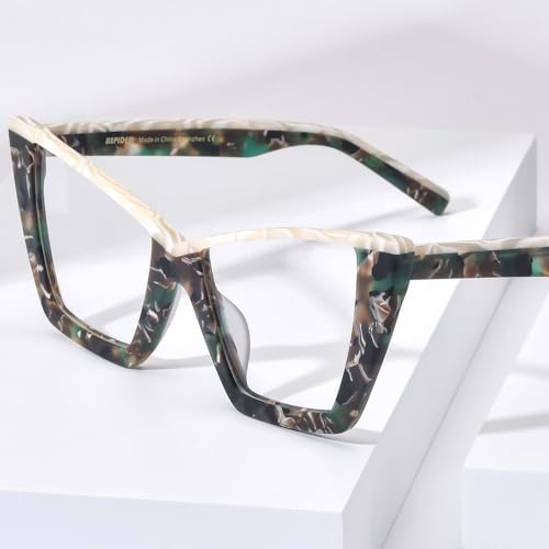 Image of HEPIDEM Gradient Multicolor Acetate Glasses Frame Women Big Oversize Eyeglasses 2023 New Spectacles Eyewear