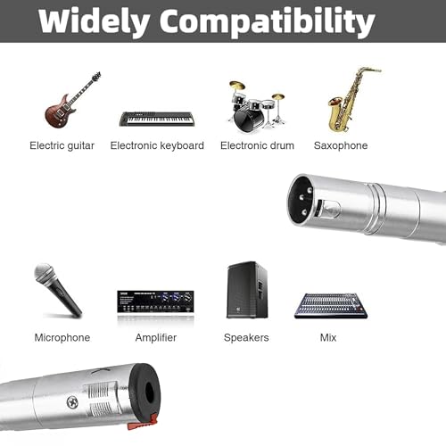 Image of MX 3 Pin XLR Microphone pin Pure Copper Nickel Plated for High Conductivity microphone (3-Pin XLR Male to 1 /4 inch Female, Pack of 1, MALE /FEMALE)
