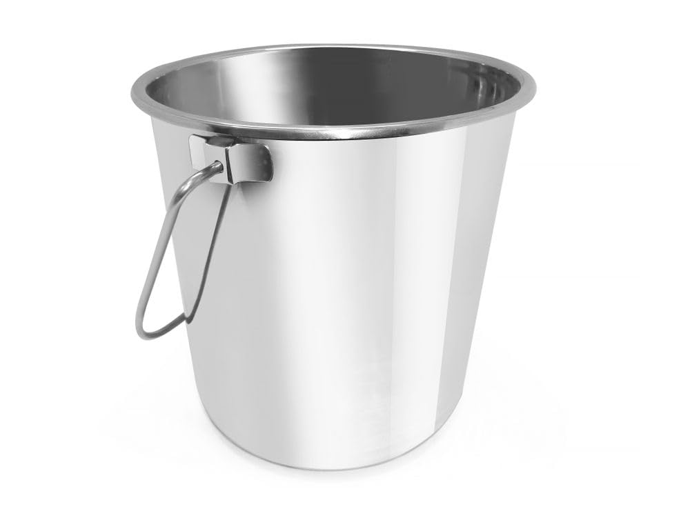 HENDI Seau à poignée, seau de cuisine à usage alimentaire, seau métallique multi-usages, 10 L, diamètre: 278mm, hauteur: 235mm, acier inoxydable