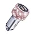 Quick Charge Car Charger, SAVORI QC3.0 Dual USB Car Adapter Bling Rhinestones Crystal Fast Charging Car Decors Compatible for iPhone Xs Max XR X Plus, iPad Pro/Air 2/Mini, Samsung Galaxy (Pink)