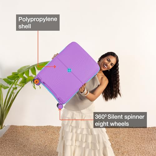 Image of Nasher Miles Bali Hard-Sided Polypropylene Cabin Luggage 20 inch | 55cm | 8 Wheels Small Trolley Bag for Travel | Suitcase (Purple)