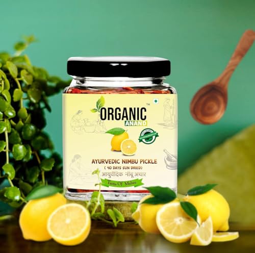 Image of Organic Anand Homemade Ayurvedic Lemon Pickle (40 Days Sun Dried) 250gram Nimbu ka Achaar, Flavourful, Delicious, Traditional Taste (Pack of 1)