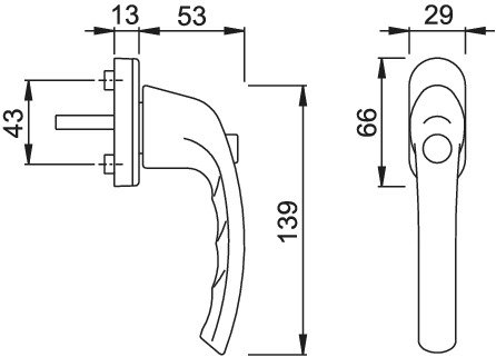 Fenstergriff HOPPE 0710SV/U26 mit Druckknopf in Verkehrsweiß