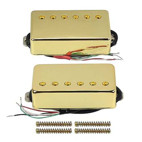 FLEOR Humbucker Double Coil Pickups Neck and Bridge Pickup Ceramic Magnet Compatible with LP Style Electric Guitar for Guitar Parts Replacement Gold