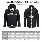 33,000ft Softshelljacke für Herren Wasserdicht Winterjacke Winddicht Warme Fleece Gefüttert Windbreaker Funktionsjacke Outdoorjacke für Wandern Fahrrad Camping Schwarz XL