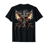 Biker Angel Wings Christian Cross Faith Over Fear - On Back T-Shirt