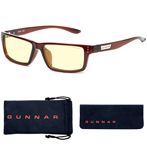 GUNNAR Gaming and Computer Eyewear/Riot, Amber Tint - Patented Lens, Reduce Digital Eye Strain, Block 65% of Harmful Blue Light