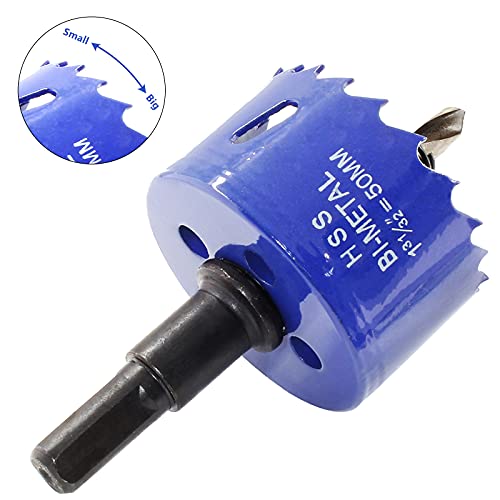 Image of Luomorgo 50mm /2 inch Hole Saw, 1 1 /4 inch Cutting Depth HSS Bi-Metal Hole Cutter for Wood Cornhole Boards Plastic Drywall & Metal Sheet | HSS Bi-Metal, For Wood Cornhole Boards, For Plastic Drywall, For Metal Sheet
