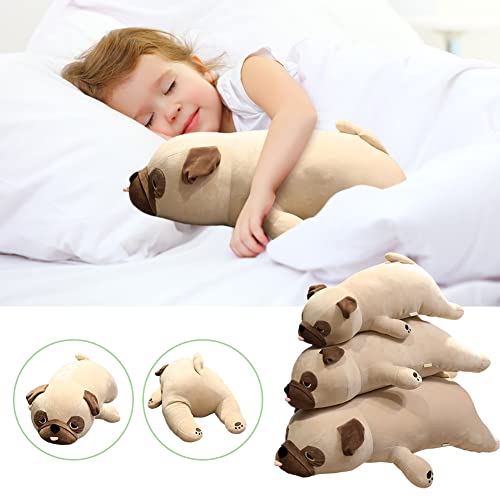 Mops Plüschtier,50cm Liegend Hund Kuscheltie Tier Kissen Niedliche Tier Puppe Flauschiges Stofftier,Cartoon Mops Kissen Gefüllt Plüsch Plüschtier Umarmungskissen Plüschkissen Spielzeug Geschenk