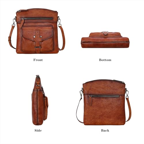 Image of HESHE Leather Crossbody Bags for Women Shoulder Handbags Satchel Purse | Spacious Medium Crossover Shoulder Purse with Adjustable Sling Straps Lightweight Hobo Bags for Work，Travel and Daily Use