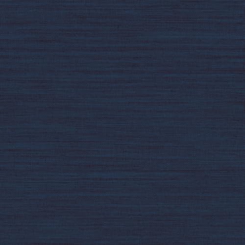 Tempaper Textured Navy Horizontal Faux Grasscloth Removable Peel and Stick Wallpaper, 20.5 in X 16.5 ft, Made in The USA