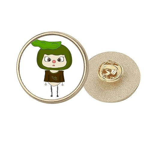 Broche ronde en métal doré finitions haricots verts M d'exception